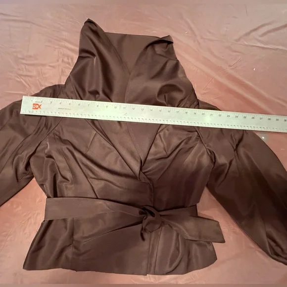 Per Se by Carlisle Chocolate Brown 100% Silk Wrap Blouse Size 10/Medium - Picture 11 of 12